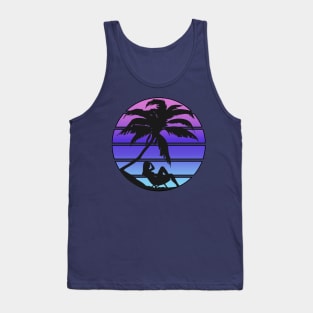 Vaporwave Beach Sunset Silhouette Tank Top